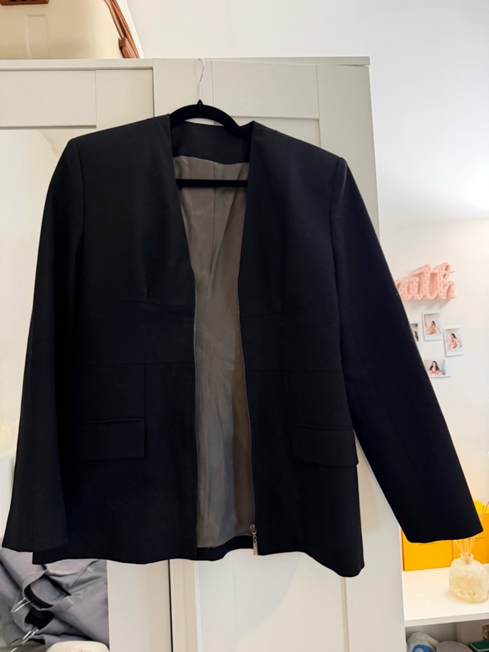Women's Black Open-Front Blazer Jacket
